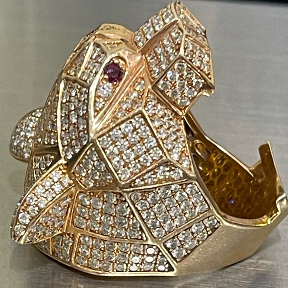 Mens diamond Panther ring in rose 14k gold. - Picture 5 of 5